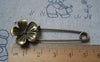 Accessories - 6 Pcs Of Antique Bronze Flower Safety Pins Broochs 11x50mm A4873