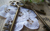Accessories - 6 Pcs Of Antique Bronze Heart Skeleton Key Charms Pendants Huge Size  22x84mm A198