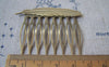 Accessories - 6 Pcs Of Antique Bronze Huge Feather Eight Teeth Hair Clips 45x52mm A4298