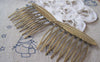 Accessories - 6 Pcs Of Antique Bronze Huge Feather Eight Teeth Hair Clips 45x52mm A4298