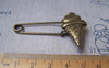 Accessories - 6 Pcs Of Antique Bronze Ice Cream Cone Safety Pin Brooch Findings 11x50mm A1272