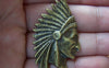 Accessories - 6 Pcs Of Antique Bronze Indian Chief Charms Pendants 30x55mm A688