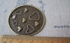 Accessories - 6 Pcs Of Antique Bronze Love Heart Round Pendants 42mm A4531