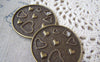 Accessories - 6 Pcs Of Antique Bronze Love Heart Round Pendants 42mm A4531
