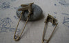Accessories - 6 Pcs Of Antique Bronze Lovely Bird Safety Pins Broochs 12x50mm A2880