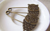 Accessories - 6 Pcs Of Antique Bronze Lovely Owl Safety Pins Broochs 11x50mm A4252