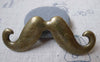 Accessories - 6 Pcs Of Antique Bronze Moustache Pendant Charms Two Loops Huge Size 26x68mm A7276