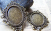 Accessories - 6 Pcs Of Antique Bronze Oval Bow Tie Cameo Base Pendants Tray Match 24x33mm Cabochon A3519