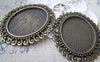 Accessories - 6 Pcs Of Antique Bronze Oval Cameo Base Pendants Tray Match 30x40mm Cabochon A3525