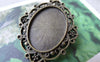 Accessories - 6 Pcs Of Antique Bronze Oval Cameo Base Settings Pendant Match 18x25mm Cabochon A7258