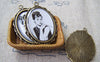 Accessories - 6 Pcs Of Antique Bronze Oval Enamel Audrey Hepburn Pendants 25x33mm A3486