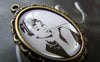 Accessories - 6 Pcs Of Antique Bronze Oval Enamel Audrey Hepburn Pendants 25x33mm A3486