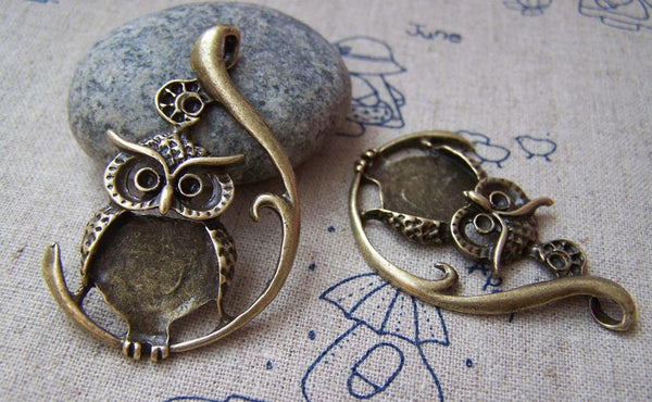 Accessories - 6 Pcs Of Antique Bronze Owl Earring Pendant Charms 30x48mm A126