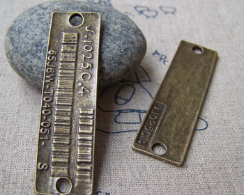 Accessories - 6 Pcs Of Antique Bronze Rectangular Barcode Connectors 14x52mm A3718