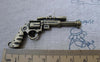 Accessories - 6 Pcs Of Antique Bronze Revolver Handgun Pendants Charms 30x56mm A7779