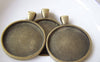 Accessories - 6 Pcs Of Antique Bronze Round Cabochon Base Settings Match 25mm Cameo A4495