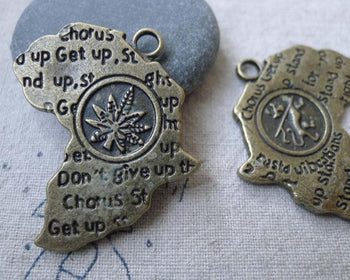 Accessories - 6 Pcs Of Antique Bronze Sectional Map Charms 35x35mm A7738
