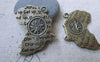 Accessories - 6 Pcs Of Antique Bronze Sectional Map Charms 35x35mm A7738