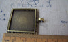 Accessories - 6 Pcs Of Antique Bronze Square Cabochon Base Pendants Match 25mm Cameo A4494