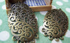 Accessories - 6 Pcs Of Antique Bronze Swirly Flower Oval Chandelier Pendant  28x50mm A406