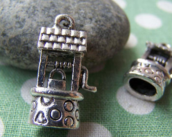 Accessories - 6 Pcs Of Antique Silver 3D Chinese Windlass Pendants Charms 12x22mm HEAVY  A841