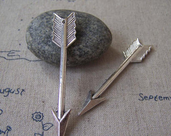 Accessories - 6 Pcs Of Antique Silver Arrow Pendant Charms 11x63mm A4247