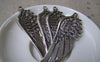 Accessories - 6 Pcs Of Antique Silver Feather Wing Charms Pendants 22x54mm A3235