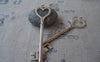 Accessories - 6 Pcs Of Antique Silver HUGE Heart Key Pendants Charms 22x84mm A4148