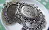 Accessories - 6 Pcs Of Antique Silver Oval Bow Tie Cameo Base Pendants Tray Match 24x33mm Cabochon A2961