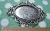 Accessories - 6 Pcs Of Antique Silver Oval Bow Tie Cameo Base Pendants Tray Match 24x33mm Cabochon A2961