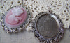 Accessories - 6 Pcs Of Antique Silver Oval Cameo Base Pendants Tray Match 30x40mm Cabochon A2850