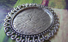 Accessories - 6 Pcs Of Antique Silver Oval Cameo Base Pendants Tray Match 30x40mm Cabochon A3556