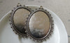 Accessories - 6 Pcs Of Antique Silver Oval Cameo Base Pendants Tray Match 30x40mm Cabochon A6201
