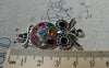 Accessories - 6 Pcs Of Antique Silver Rhinestone Owl Pendants  45mm A5588
