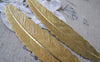 Accessories - 6 Pcs Of Gold Color Brass Feather  Huge Size 24x110mm A2346