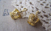 Accessories - 6 Pcs Of Gold Plated Brass Filigree 3D Crown Charms 13x19mm A5018