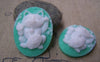 Accessories - 6 Pcs Of Resin Oval Cat Cameo Cabochon Green 28x37mm A2794