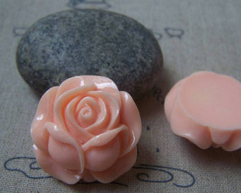 Accessories - 6 Pcs Of Resin Pink Rose Flower Cameo Cabochon 26mm A4861