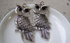 Accessories - 6 Pcs Of Tibetan Silver Antique Silver Rhinestone Owl Pendants 25x50mm A2928