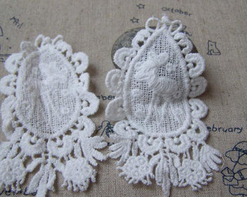 Accessories - 6 Pcs Of White Filigree Floral Deer Cotton Lace Doily 50x85mm A5005