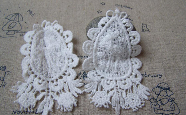 Accessories - 6 Pcs Of White Filigree Floral Deer Cotton Lace Doily 50x85mm A5005