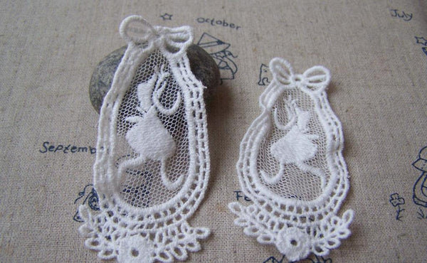 Accessories - 6 Pcs Of White Filigree Floral Princess Cotton Lace Doily 35x78mm A5010
