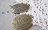 Accessories - 8 Pcs Of Antique Bronze Oval Lily Flower Pendants 24x36mm A4557
