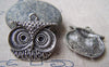 Accessories - 8 Pcs Of Antique Silver Lovely Owl Head Charms 31x31mm A1840