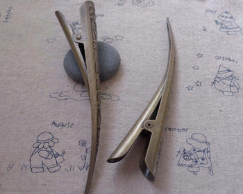 Accessories - Alligator Clip Antique Bronze Bezel Hair Bow Clip Hair Barrette Pinch 130mm Set Of 5 Pcs A7511