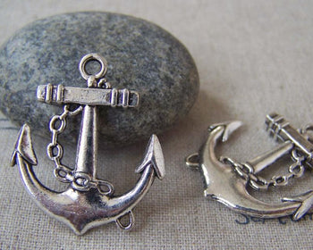 Accessories - Anchor Charms Antique Silver Charms 25x28mm Set Of 10 Pcs A1480