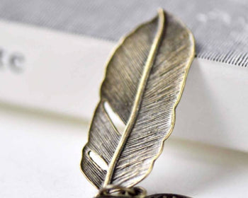 Accessories - Antique Bronze Angel Feather Wing Kit Charms Set Of 10 A7894