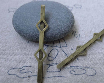 Accessories - Antique Bronze Bobby Pin Rhombus Hair Clips 45mm Set Of 10 Pcs A7544