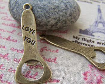 Accessories - Antique Bronze Bottle Opener Charms 17x40mm Set Of 10 Pcs A588