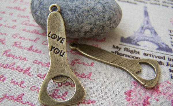 Accessories - Antique Bronze Bottle Opener Charms 17x40mm Set Of 10 Pcs A588
